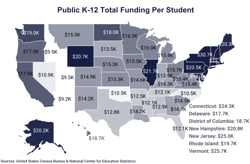 National Map: Public K-12 Total Funding Per Student
