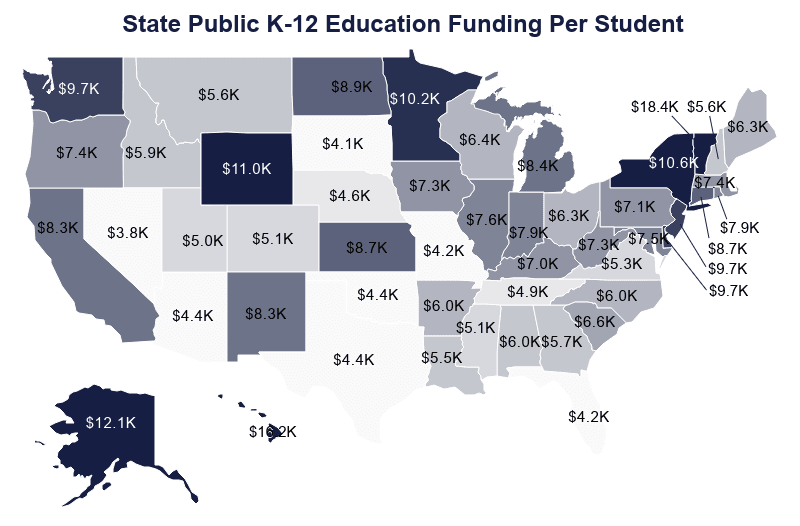 National Map: State Public K-12 Education Funding Per Student