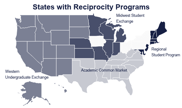 States with reciprocity programs on Education Data Initiative