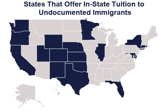 Statesthatofferinstatetuitiontoundocumentedimmigrants on Education Data Initiative