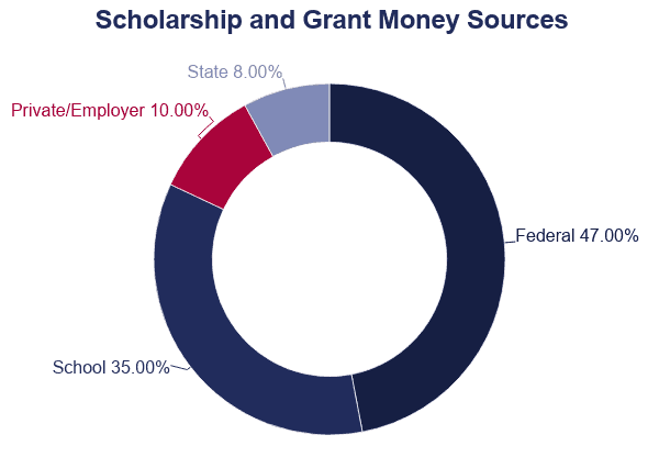 Pie Chart: Scholarship and Grand Money Sources